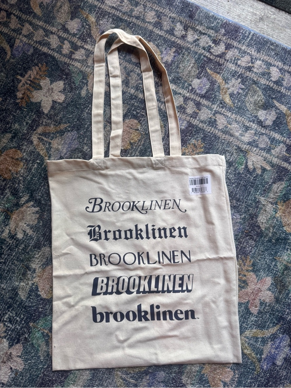 Brooklinen Natural Canvas Logo Tote - Cream with Black Print